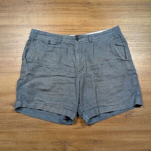 J. Crew Oarsman Linen Shorts Mens 36 x 7" Blue Casual Summer Flap Pockets